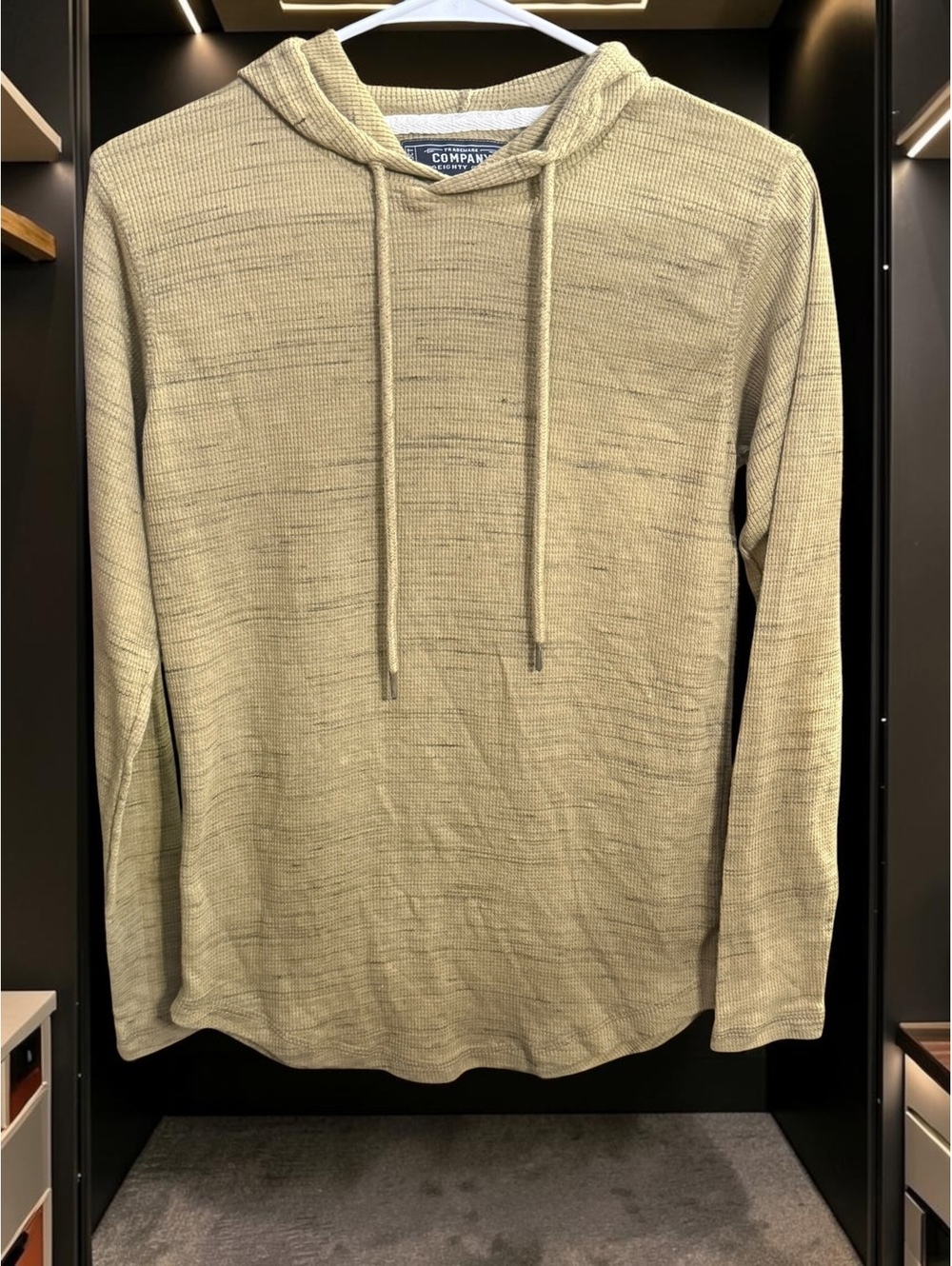 Company Eighty One Small Beige Slub Waffle Knit Lightweight Hooded Pullover